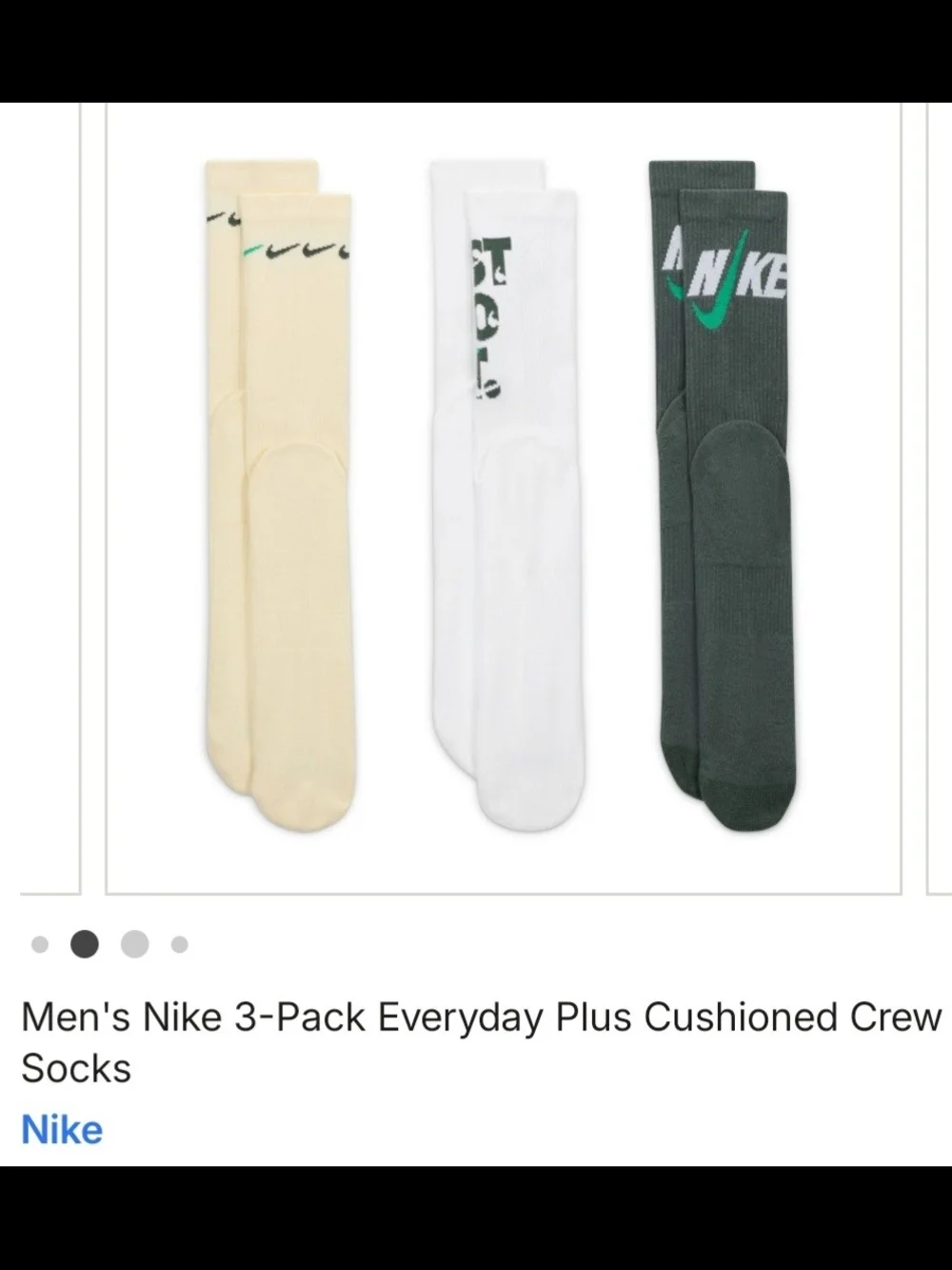Mens Nike 3pk Everyday Plus Cushioned Crew Socks NEW